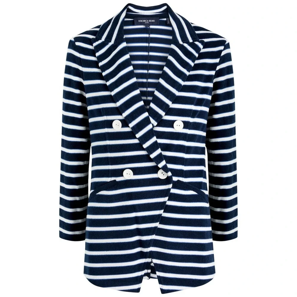 Veronica Beard Ortiz Nautical Striped Terry Knit Blazer Jacket Medium NWT